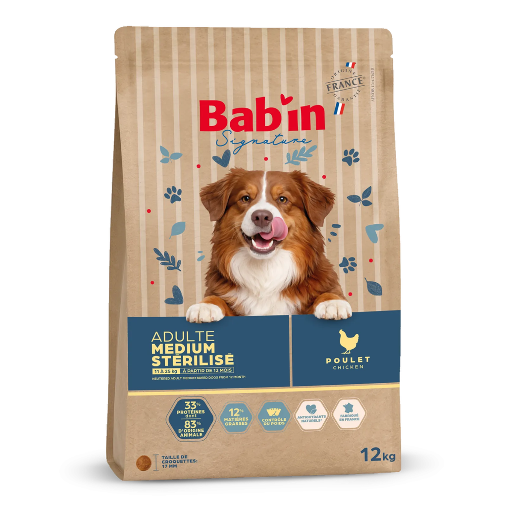 Croquettes medium stérélisé - Babin - 12 kg