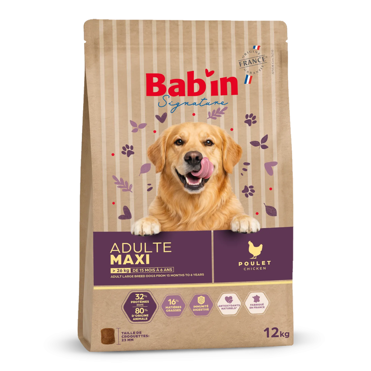 Croquettes Chien Maxi Adulte - Bab'in - 12 kg