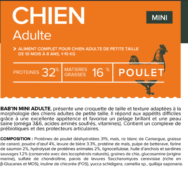 Croquettes Chien Mini Adulte - Bab'in - 6 kg