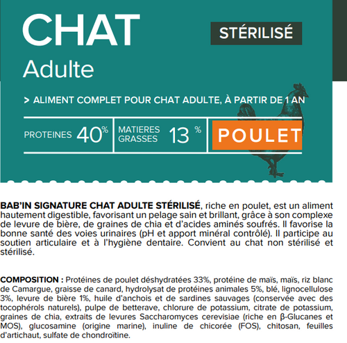 Croquettes Chat poulet - Bab'in - 6 kg
