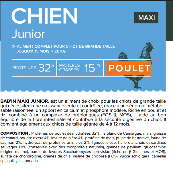 Croquettes junior Maxi - BABIN - 12 kg
